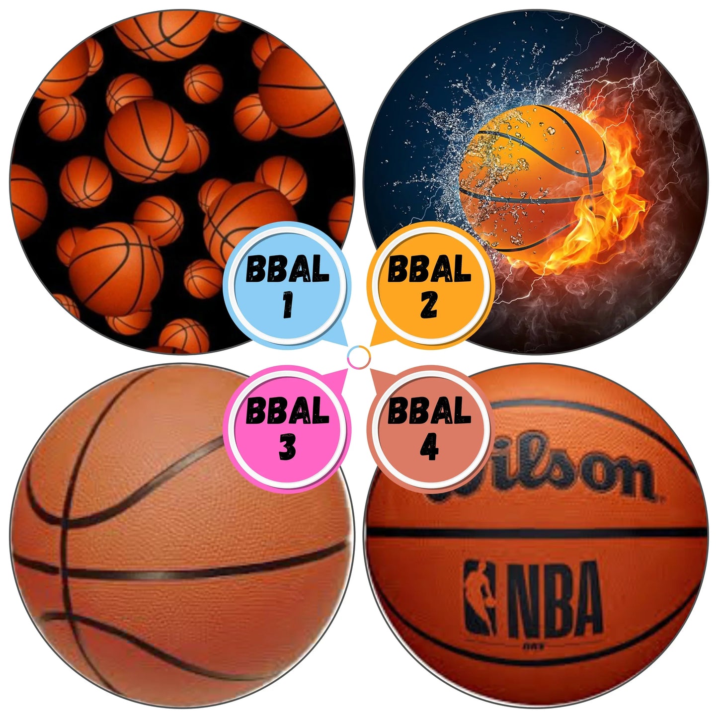 Basketball Themed Cabs - ½ INCH GLASS CABS (PAIR)