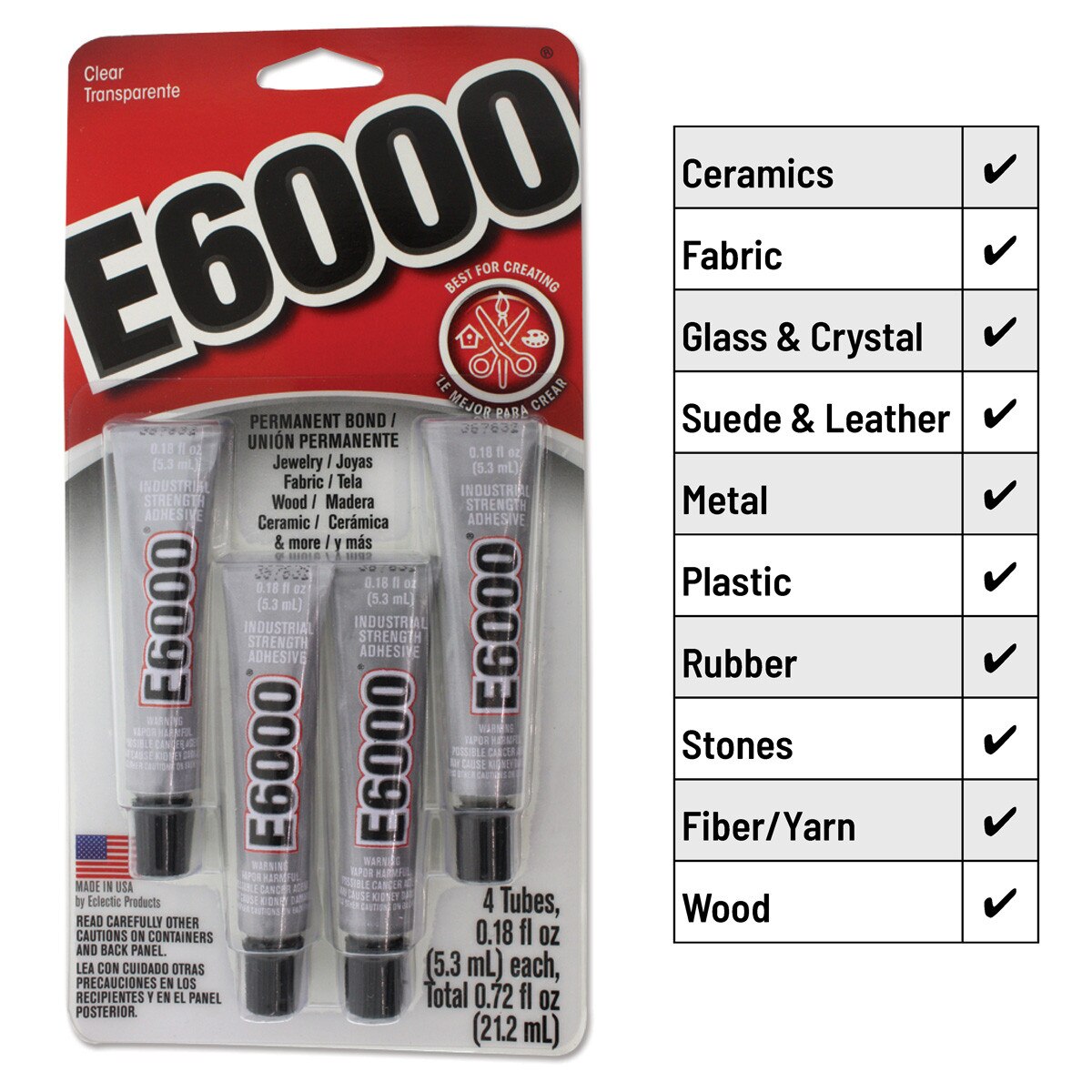 E6000 .18 OZ Tube 4/PK