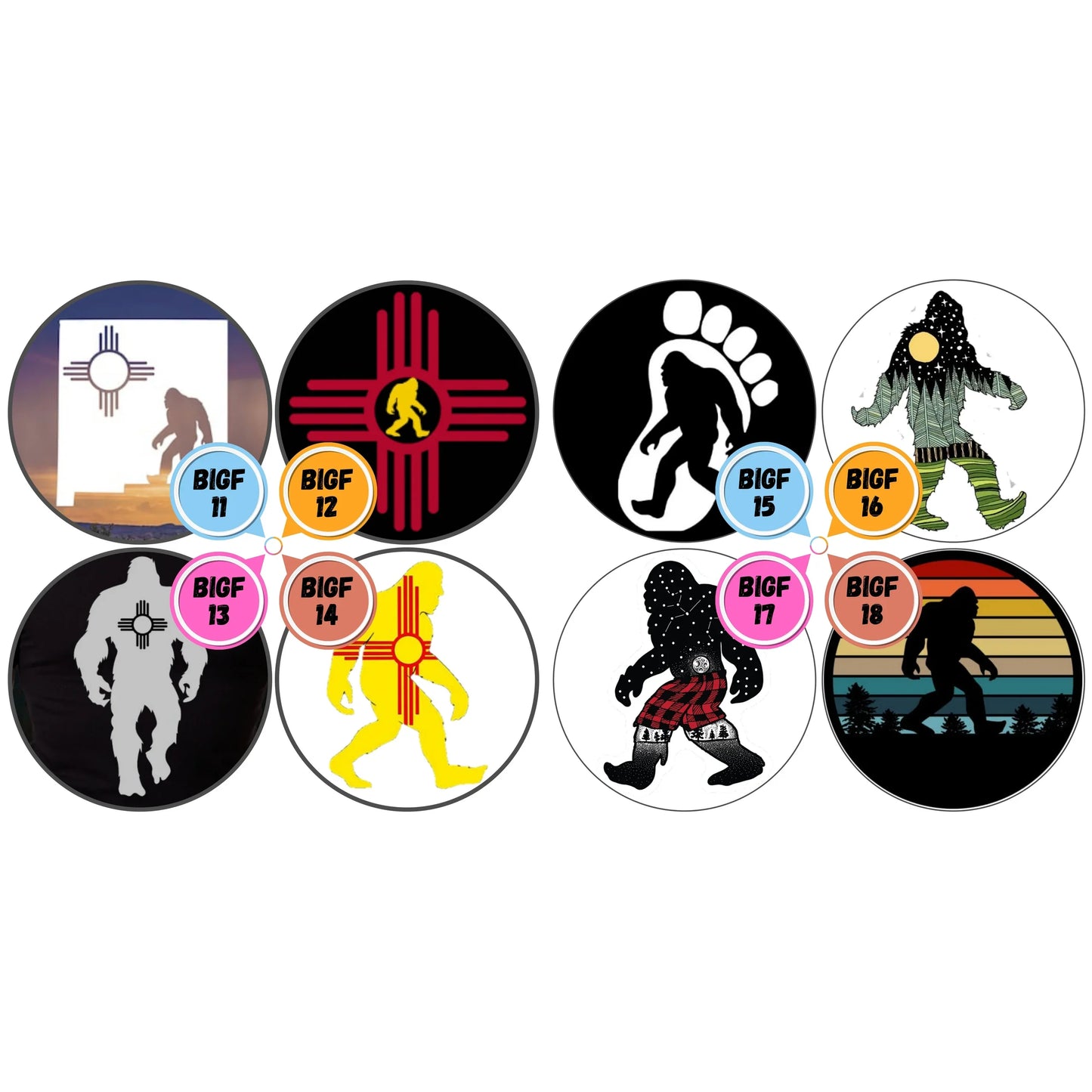 Sasquatch Themed Cabs 1 INCH EPOXY STICKER (PAIR)