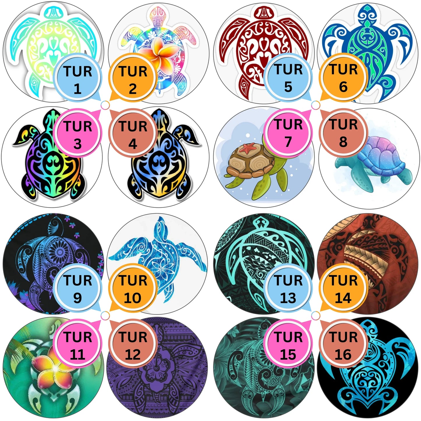 Turtle Themed Cabs - ½ INCH GLASS (PAIR)