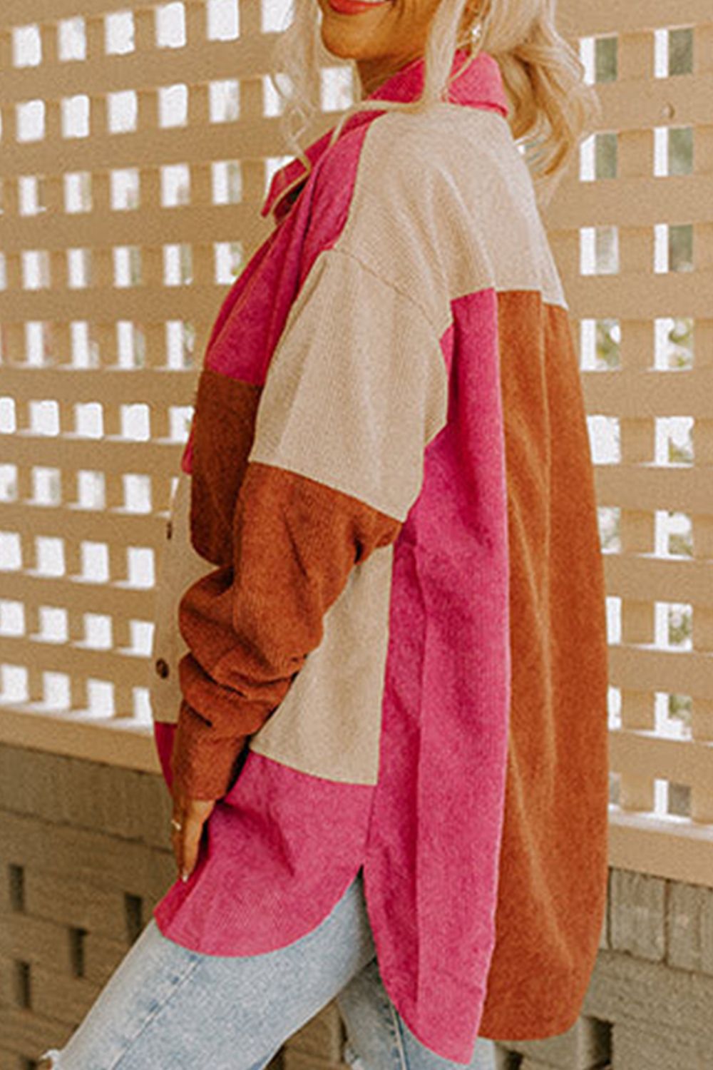 Color Block Long Sleeve Shacket