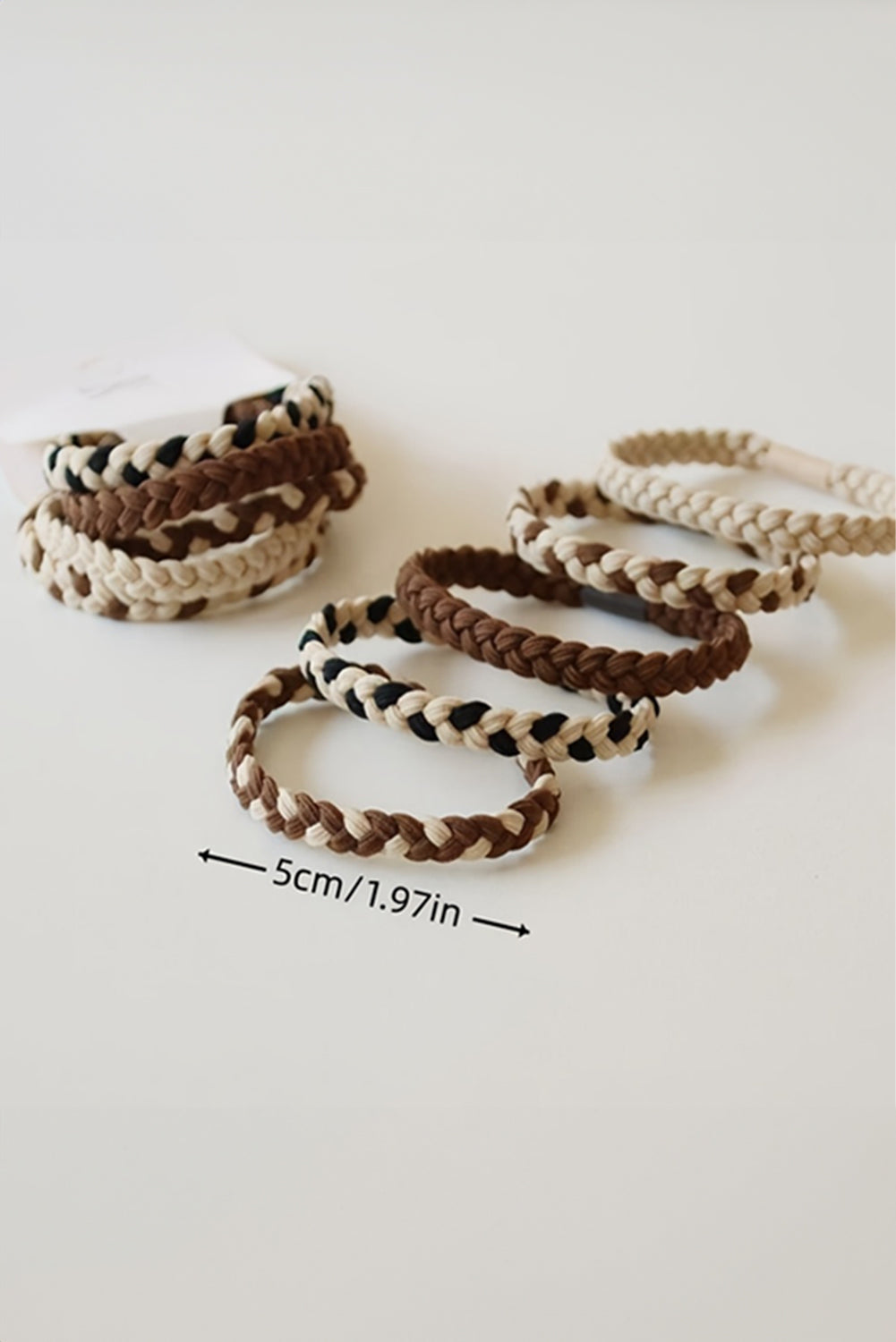 Chestnut 5pcs Smile Face Decor Braided Hair Ties