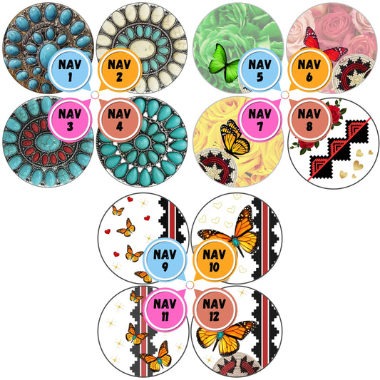 Navajo Themed Cabs - 1 INCH EPOXY STICKER CABS (PAIR)