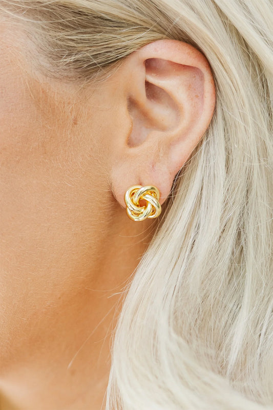 Gold Minimalism Knotted Plated Stud Earrings