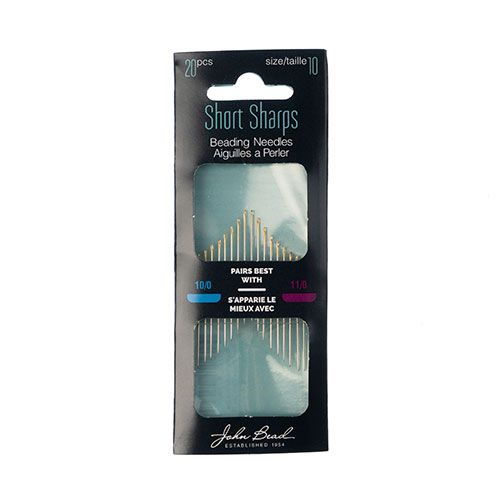 Beading Needle Gold Eye Short and Sharps 20pcs Size 10 22KT Gold Plated