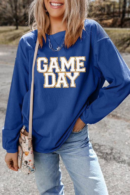 GAME DAY Round Neck Long Sleeve Sweatshirt