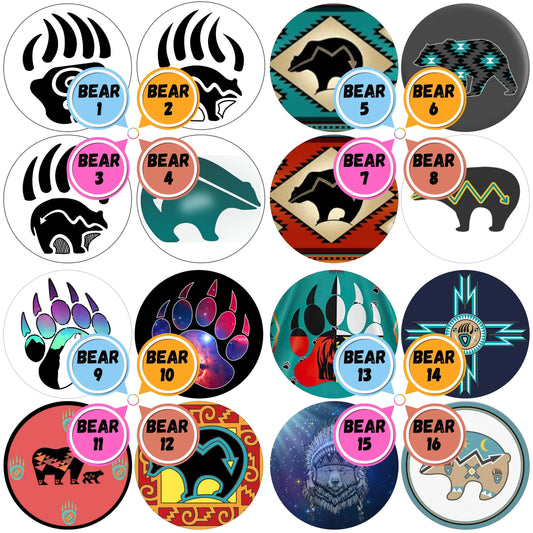 Bear Themed Cabs - 1 INCH EPOXY STICKER CABS (PAIR)