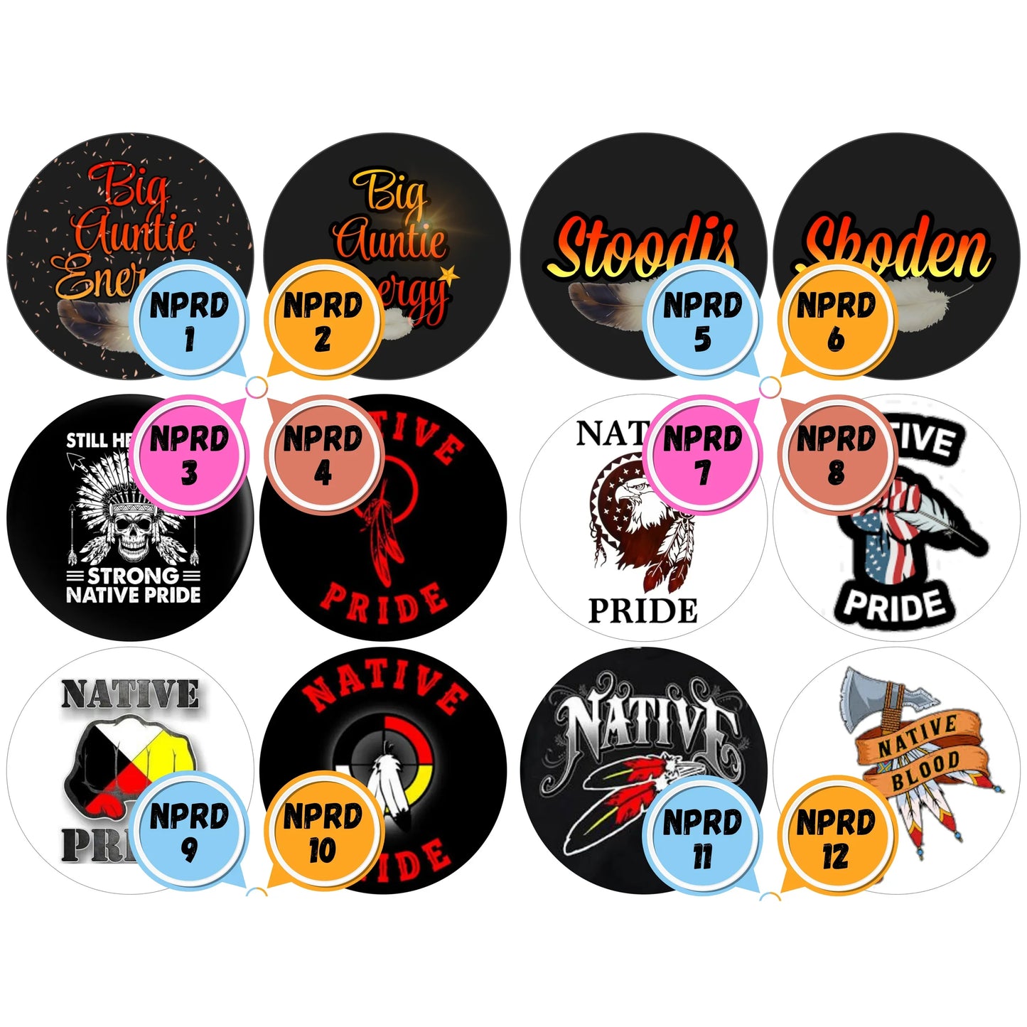 Native Pride Themed Cabs - 1½ INCH EPOXY STICKER CABS (PAIR)