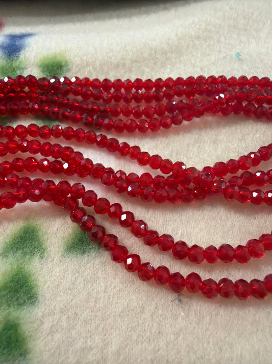 4mm Rondelle Trans Strawberry