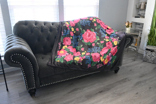 Floral Digital Print Black