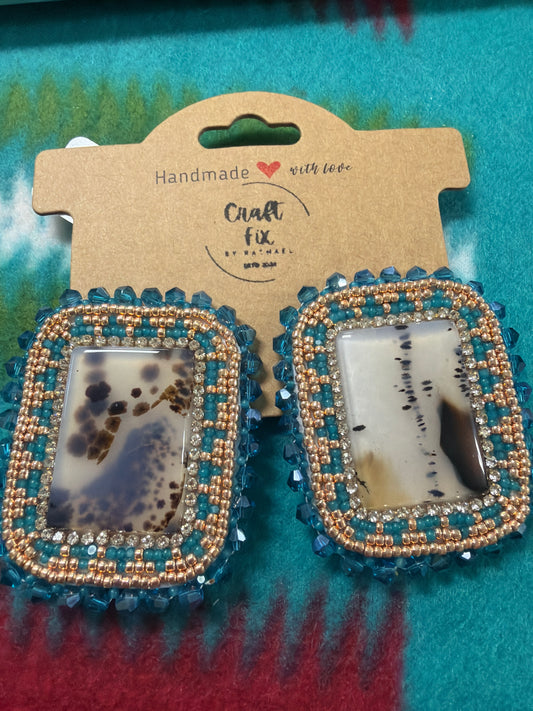 Montana Agate with Gold Accents on Posts