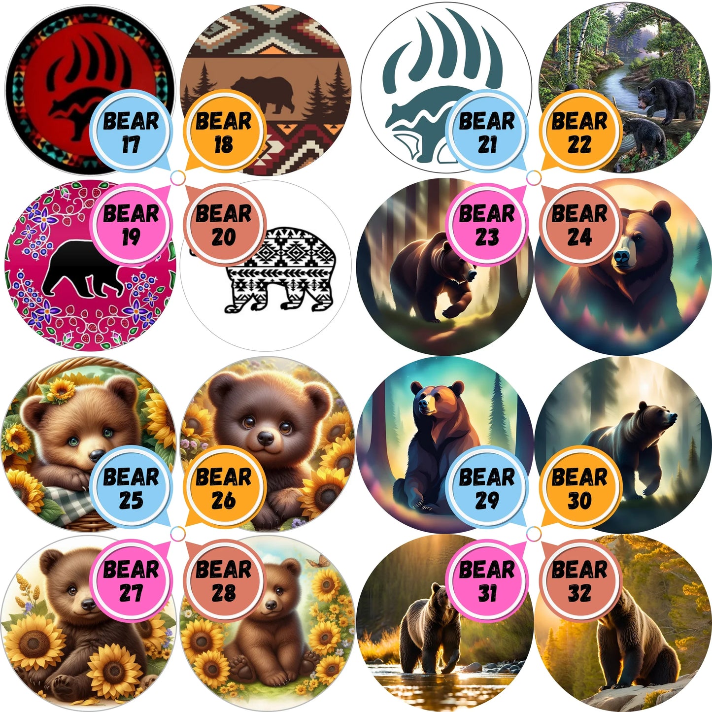 Bear Themed Cabs - 2 INCH EPOXY STICKER CAB (SINGLE)