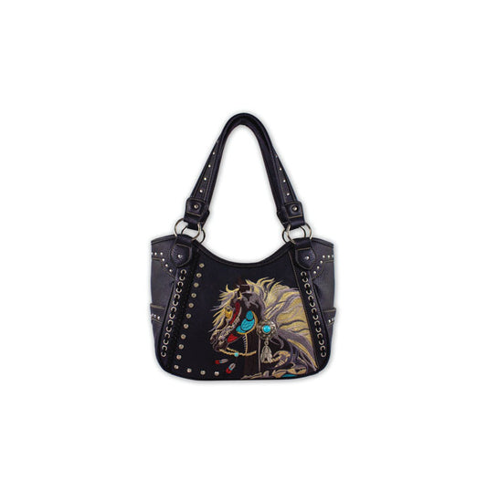 Black Leather with Horse