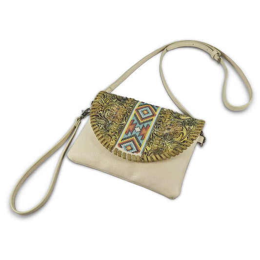 Beige Southwestern Crossbody Purse