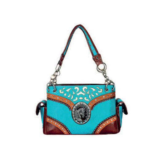 Turquoise and Brown Purse w/ Silver Horse