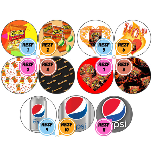 Rezzy Food Themed Cabs - 1 INCH EPOXY STICKER CABS (PAIR)