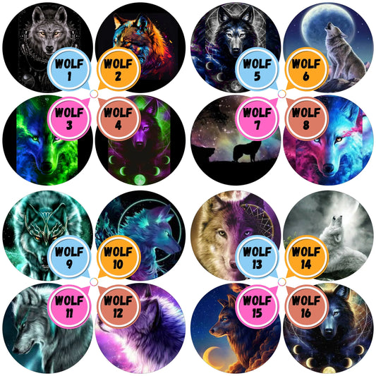 Wolf Themed Cabs - 1½ INCH EPOXY STICKERS (PAIR)