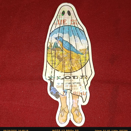 Blue Bird Flour Ghost Sticker