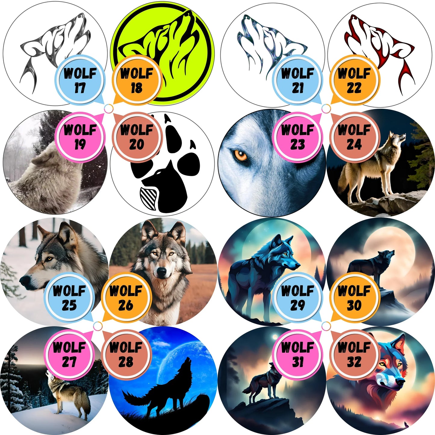 Wolf Themed Cabs - 2 INCH WOOD (SINGLE)